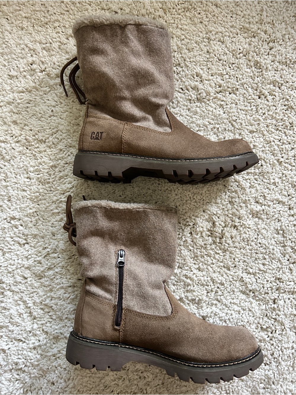 CAT Caterpillar Taupe Suede & Wool Winter Boots Size 10